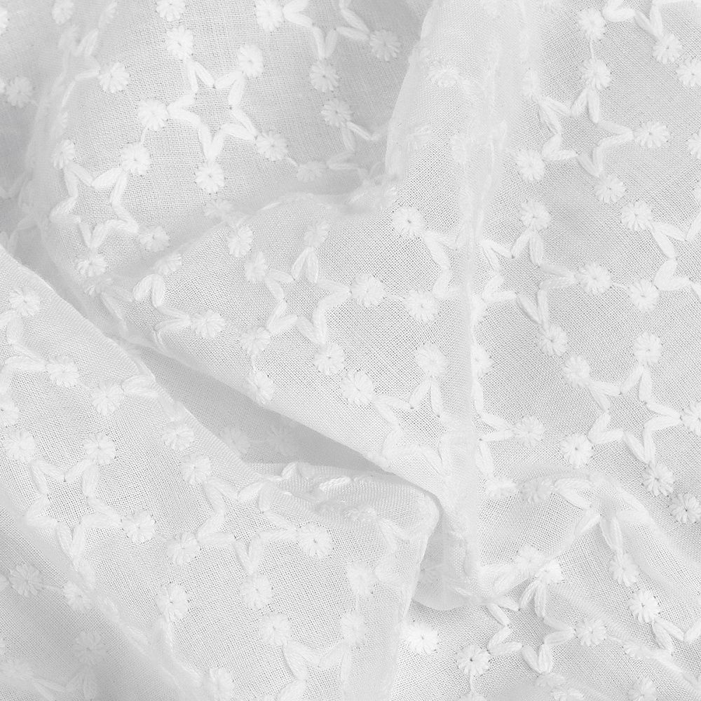 Ткань шитьё (прошва) 100 г/м², 150 см / 2 метра, TBY.Emb.8228.1.2, цв.01 белый