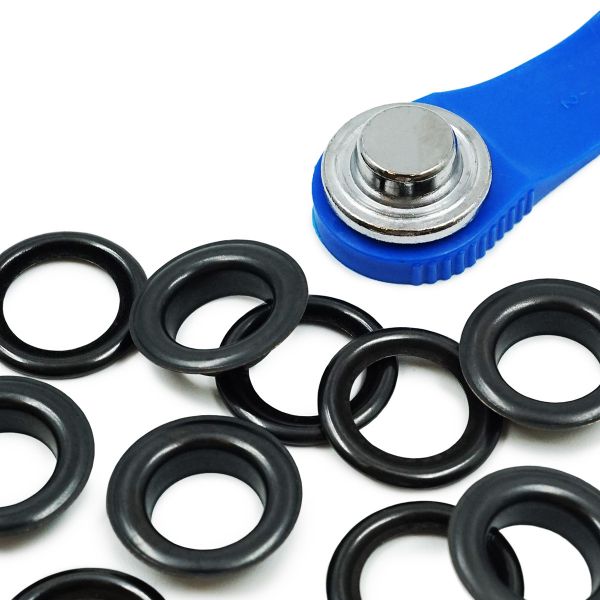 Люверсы металл ⌀14.0 мм (внутр.) с инструментом для установки, черный, Prym, 10 шт