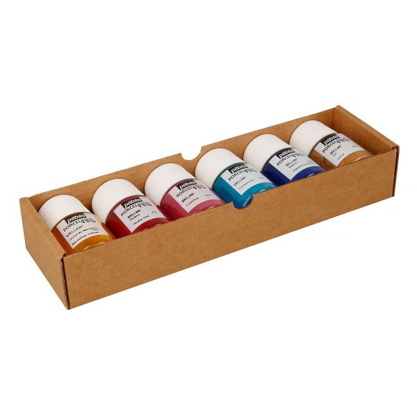 Набор красок Pebeo Porcelaine 150 Открытие по фарфору и керамике под обжиг 6 цв. 20 мл, 756472 2 глянцевые