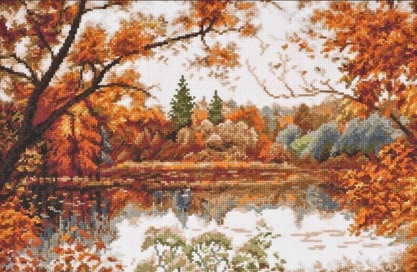 Набор для вышивания нитками Палитра, Отражение осени 39х26 см