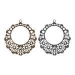 Филигранные элементы для бижутерии 3.4 см, круг с отверстием, 4 шт, золото, Zlatka FDP-012