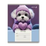 Тетрадь ученическая школьная, выборочный лак, A5 18 л. на скобе 65 г/м², белизна 100% 20 шт линия, 01453 Лапки в шапках, Светоч Т185