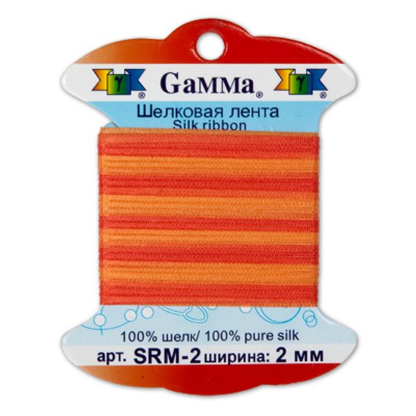 Лента (тесьма) шелковая 2.0 мм / 9.1±0.5 метров, M110 бирюзовый/зеленый, Gamma SRM-2
