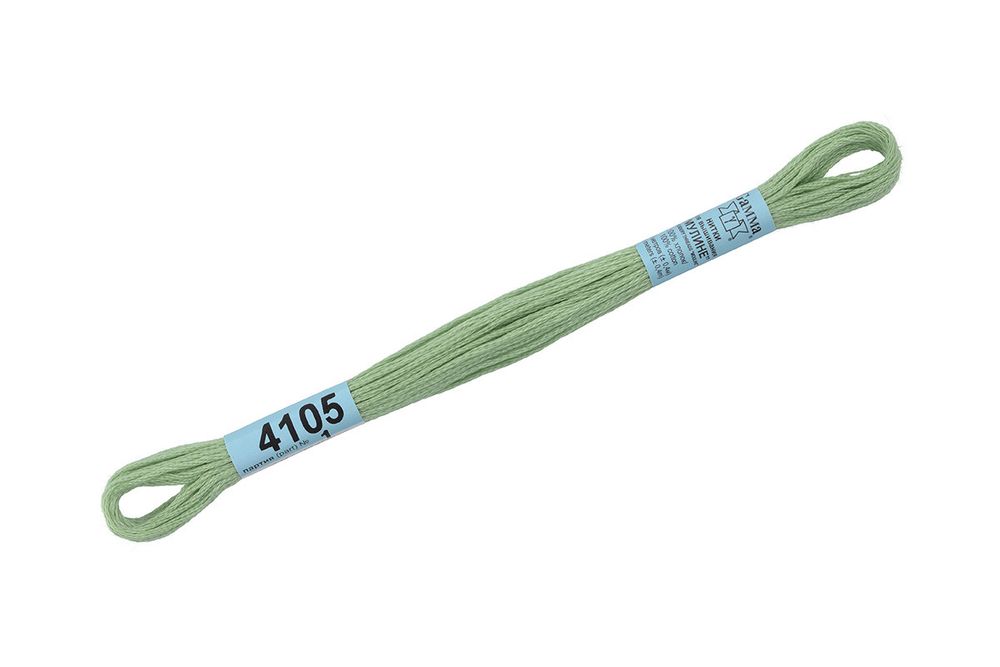 Мулине Gamma 100% хлопок, цв.4105 св.серо-зеленый, 24 мотка по 8 метров