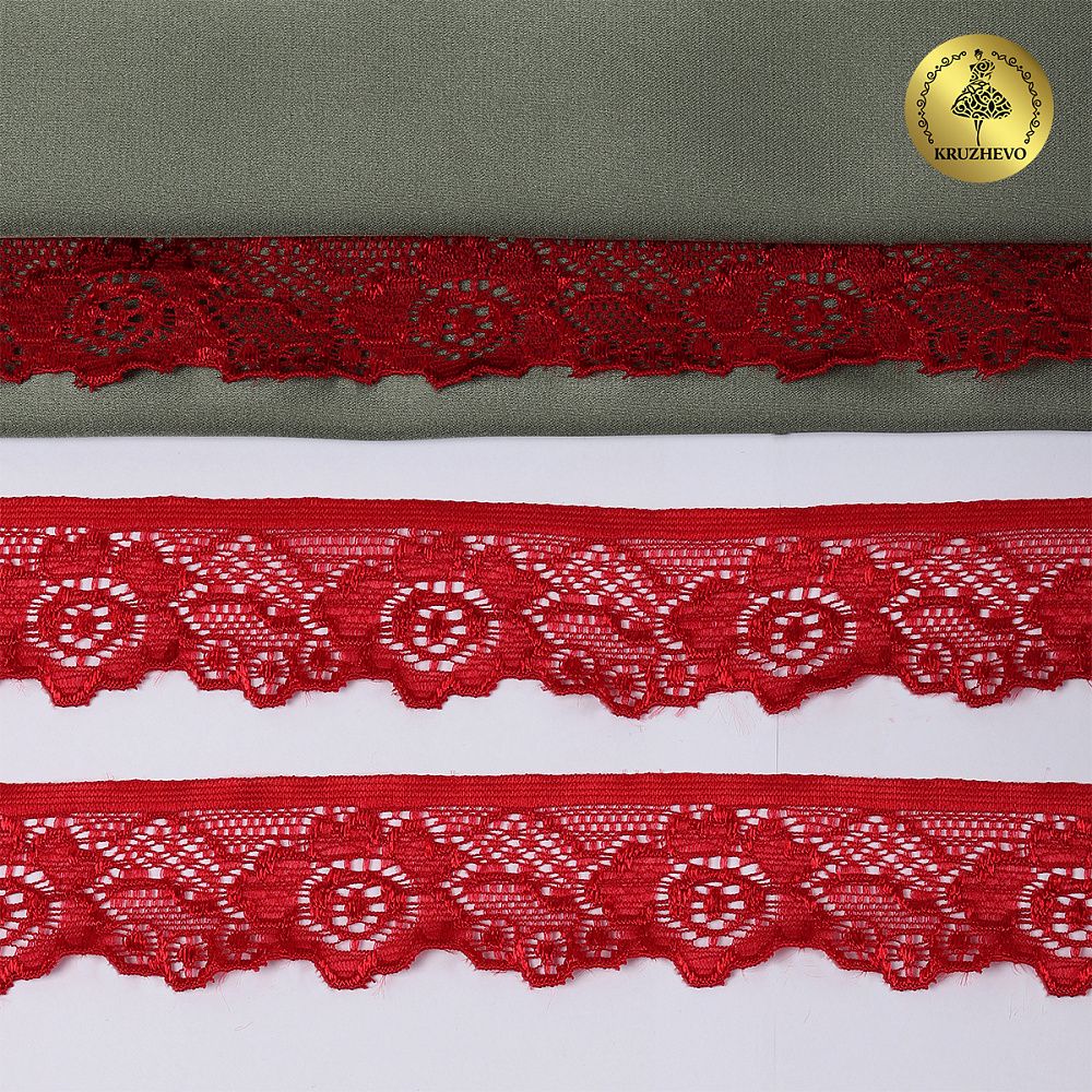 Кружево эластичное (стрейч) 30 мм, L839, цв.101 т.красный уп.50м, Kruzhevo