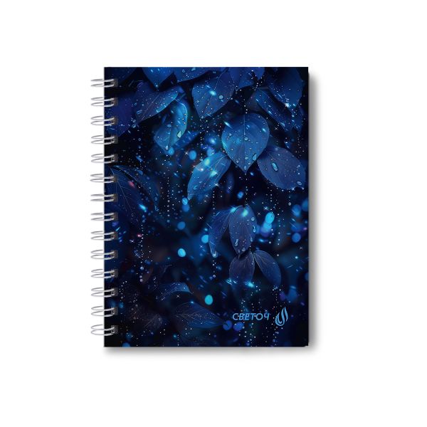 Записная книжка с твердым переплетом, глянцевая ламинация, на гребне A6 120 л. 4 шт клетка, Мелодия дождя 01591, ЗК226 Светоч