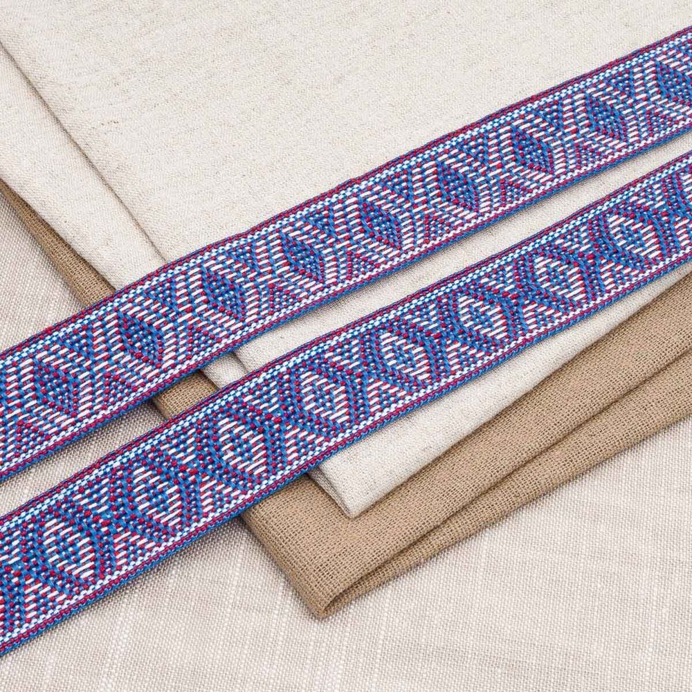 Лента (тесьма) жаккардовая 30.0 мм / 25±1 метров, рис. 9854, синий/белый/красный, С3881Г17