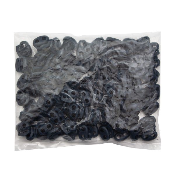 Фиксатор (зажим) для шнура пластик 2 отв., ⌀4.0 мм, 14х17 мм, овал малый ПП, т.синий, 100 шт