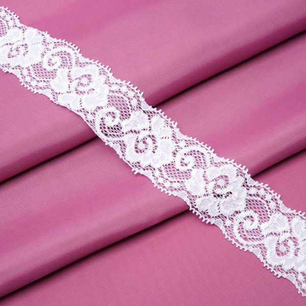 Кружево эластичное (стрейч) 35 мм, 25 м, белый