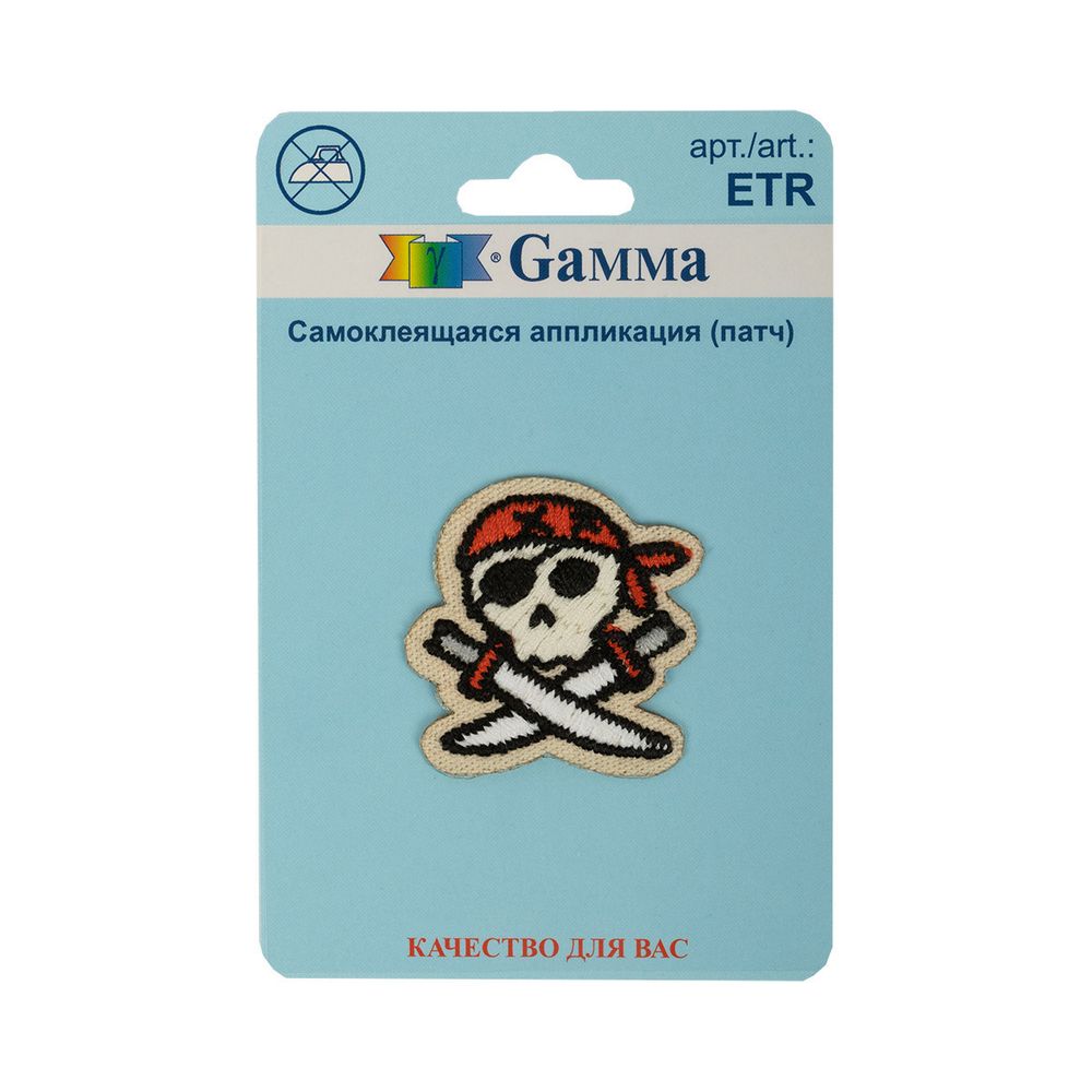 Самоклеящаяся аппликация (патч) №02, 1 шт, 01-224 Череп пирата 3.2х3.2 см, Gamma ETR