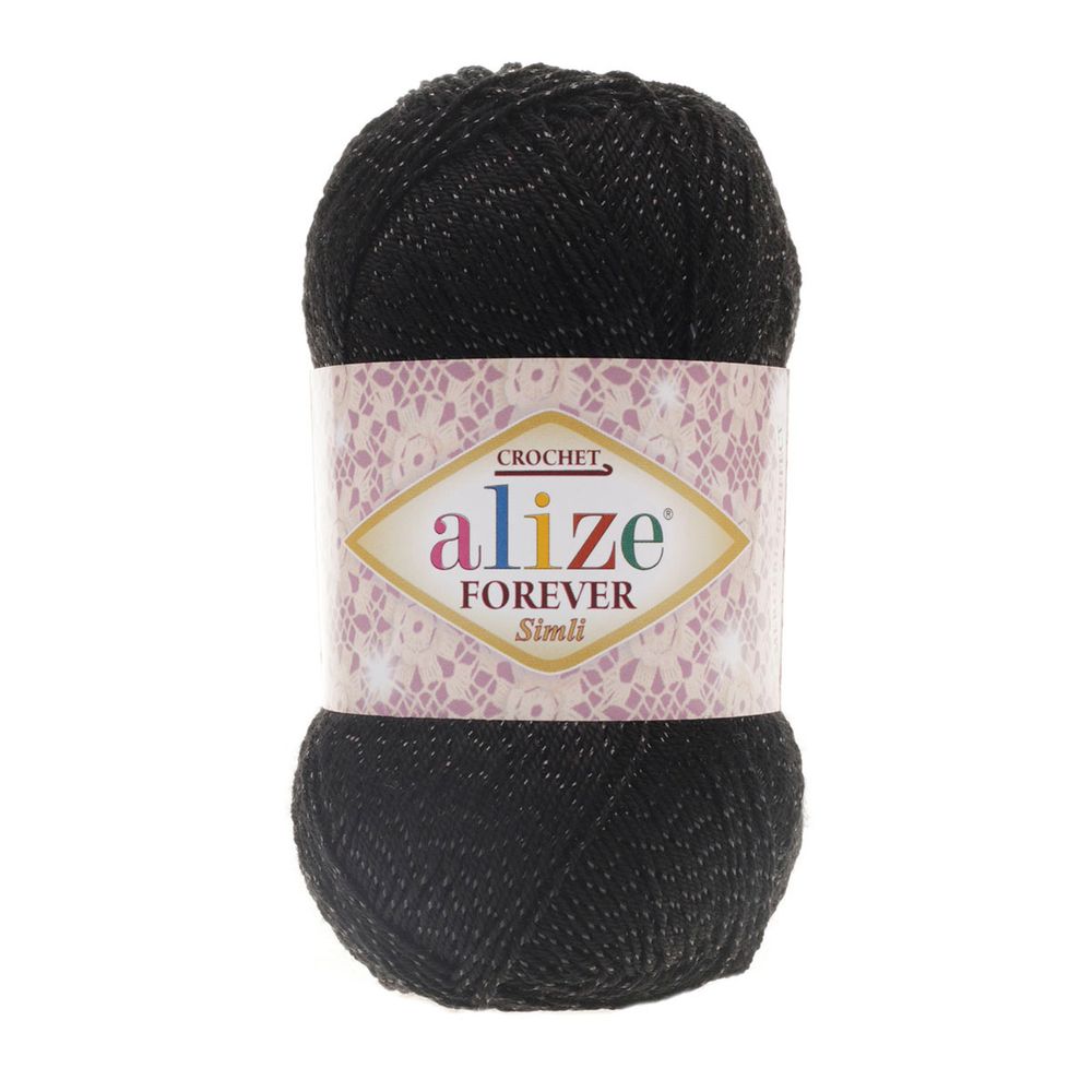 Пряжа Alize (Ализе) Forever Crochet Simli / уп.5 мот. по 50 г, 280м, 60 черный