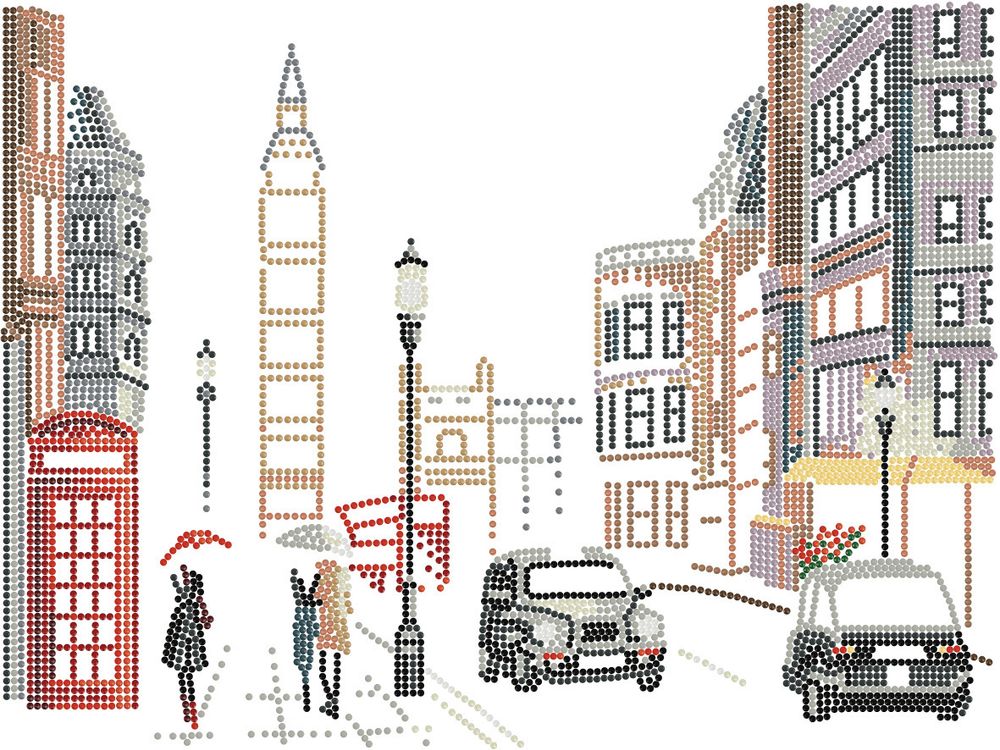 Алмазная (кристальная) мозаика Фрея, Дождливый Лондон, 40х30 см