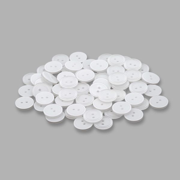 Пуговицы 2 прокола 24L (15мм), пластик (Wht-01 белый), 72 шт, CN 2807