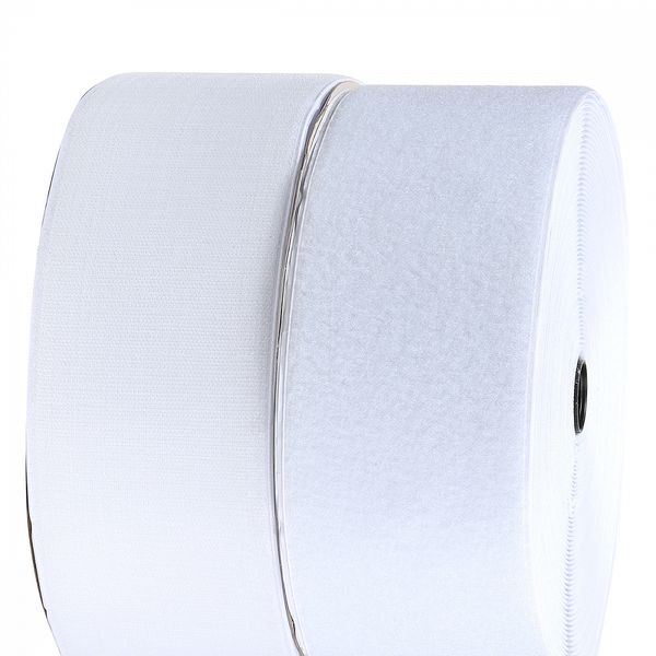 Лента контактная липучка (велкро) клеевая уп. 100 мм / 25 метров, F101 белый, ПАРА (крючок+петля), качество 