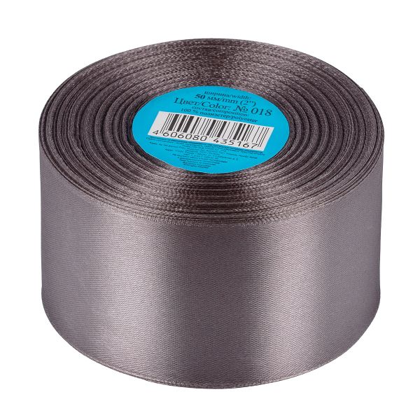 Лента атласная 1-сторонняя 50.0 мм / 33±2 метра, 018 т.серый, Gamma