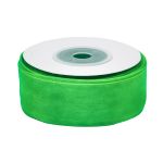 Лента капроновая (органза) 25.0 мм, 99 ярко-зеленый, 22.86 м