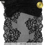 Кружево бельевое эластичное Kruzhevo 245 мм / 10 м, 6333, цв.02 черный /TOS/