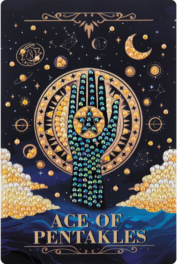 Алмазная (кристальная) мозаика Фрея ALVM-114, магнит Таро. Туз пентаклей, 10х15 см