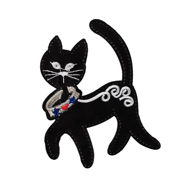 Термоаппликация L №11/5, 5 шт, L024 кошка в ошейнике 9.5х7.5 см, Gamma