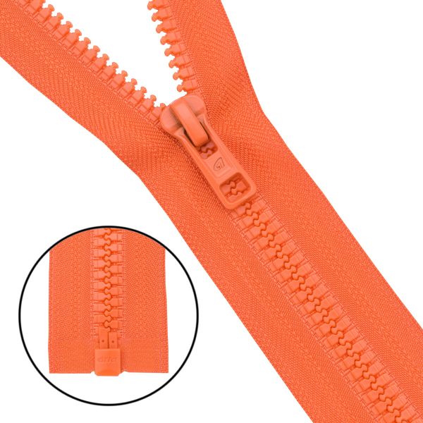 Молния трактор Arta Т6 (6 мм) 1 зам., разъем., 65 см, (2076), A523 оранжевый, НОВЫЙ МАТОВЫЙ ЗАМОК, уп.50 штук