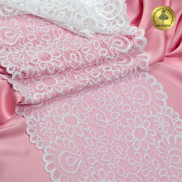 Кружево бельевое эластичное 205 мм / 120 метров, TBY.YSTL00839, цв.01 белый