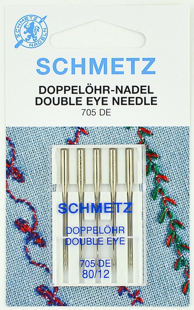 Иглы для швейных машин с двумя ушками для декоративных работ Schmetz 130/705H №80, уп. 5 игл