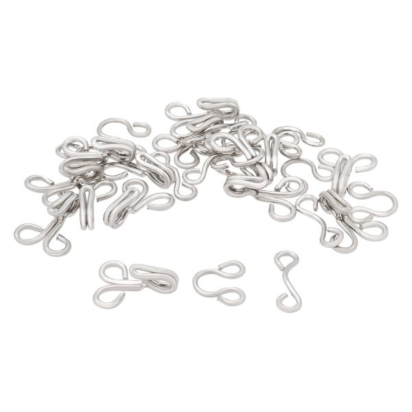 Крючки пришивные 12 мм, 14 шт, с 2 петлями, серебристые, Pony, 79504