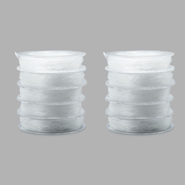 Нитки силиконовые для бисера, 0,8 мм, 10 м, прозрачный, 10 катушек