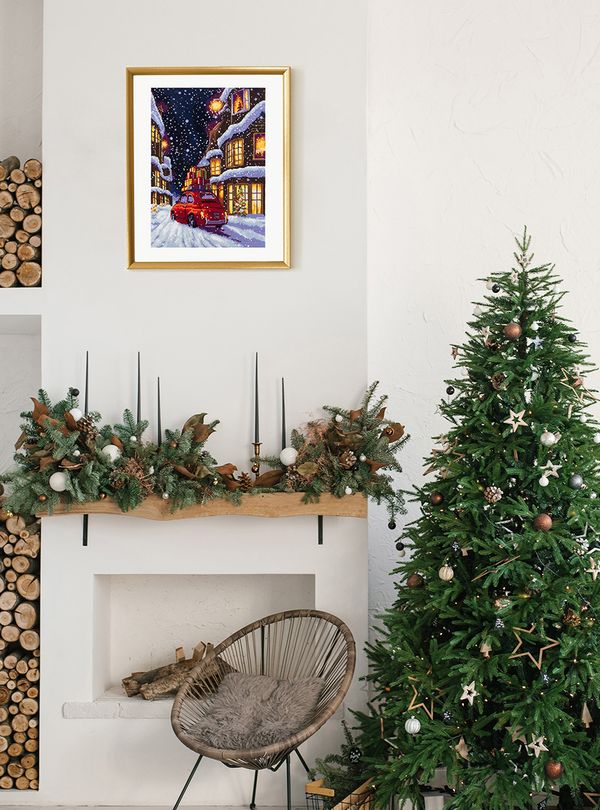 Набор для вышивания нитками Panna PR-7497, Рождественская улочка, 22.5х30 см