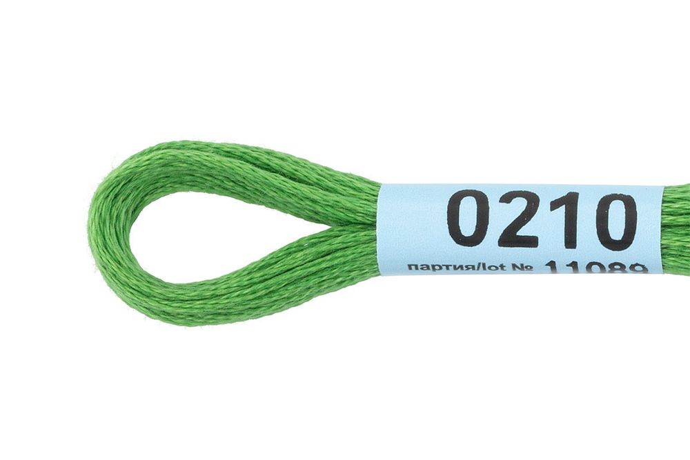 Мулине Gamma 100% хлопок, цв.0210 травяной, 24 мотка по 8 метров