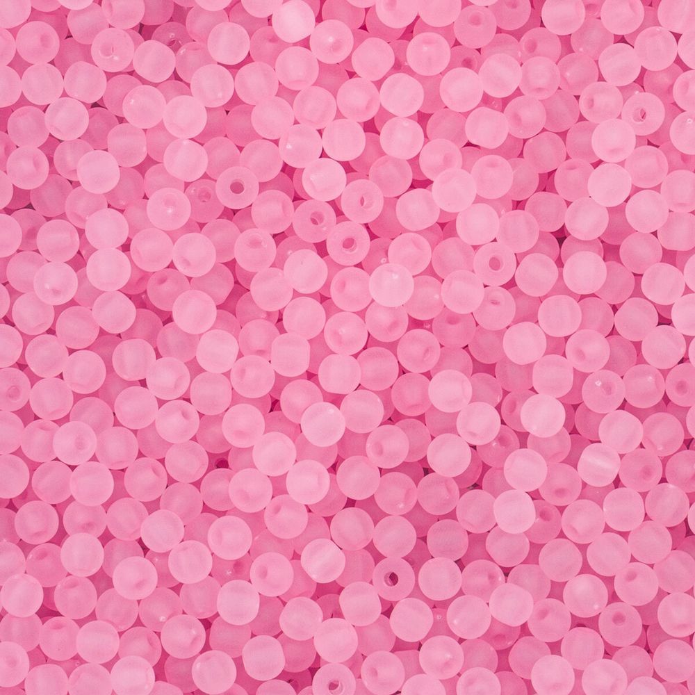 Бусины пластик ⌀6 мм, 500 г, полупрозначные матовые, 003 розовый, 7728462