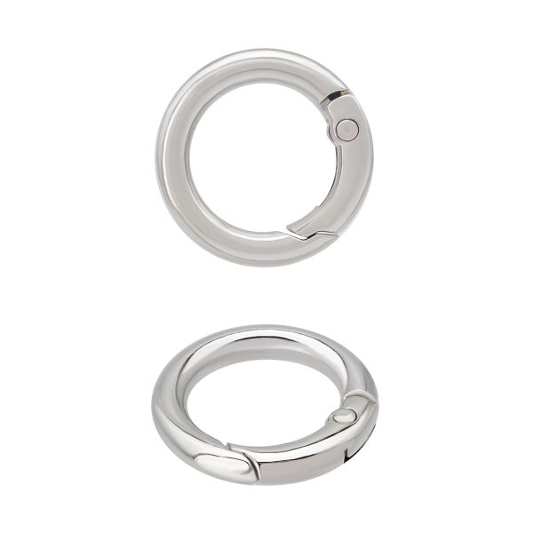Карабин металл кольцо ⌀15 мм (25х25 мм), никель, 10 шт