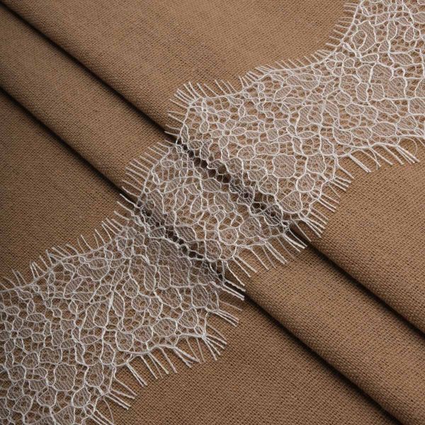 Кружево шантильи (реснички) на сетке 85 мм / 30 метров, белый, 3AR1259