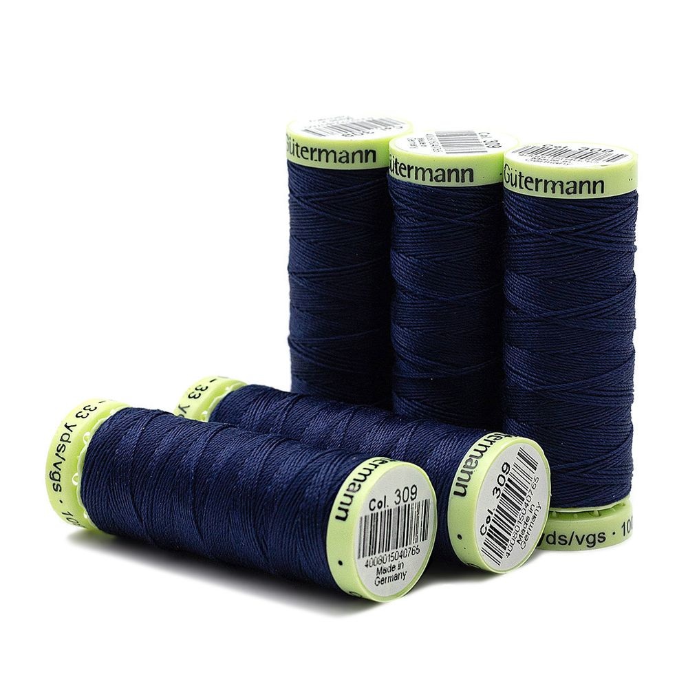 Нитки отделочные Gutermann Top Stitch, 30м, 309 чернильный, 5 катушек