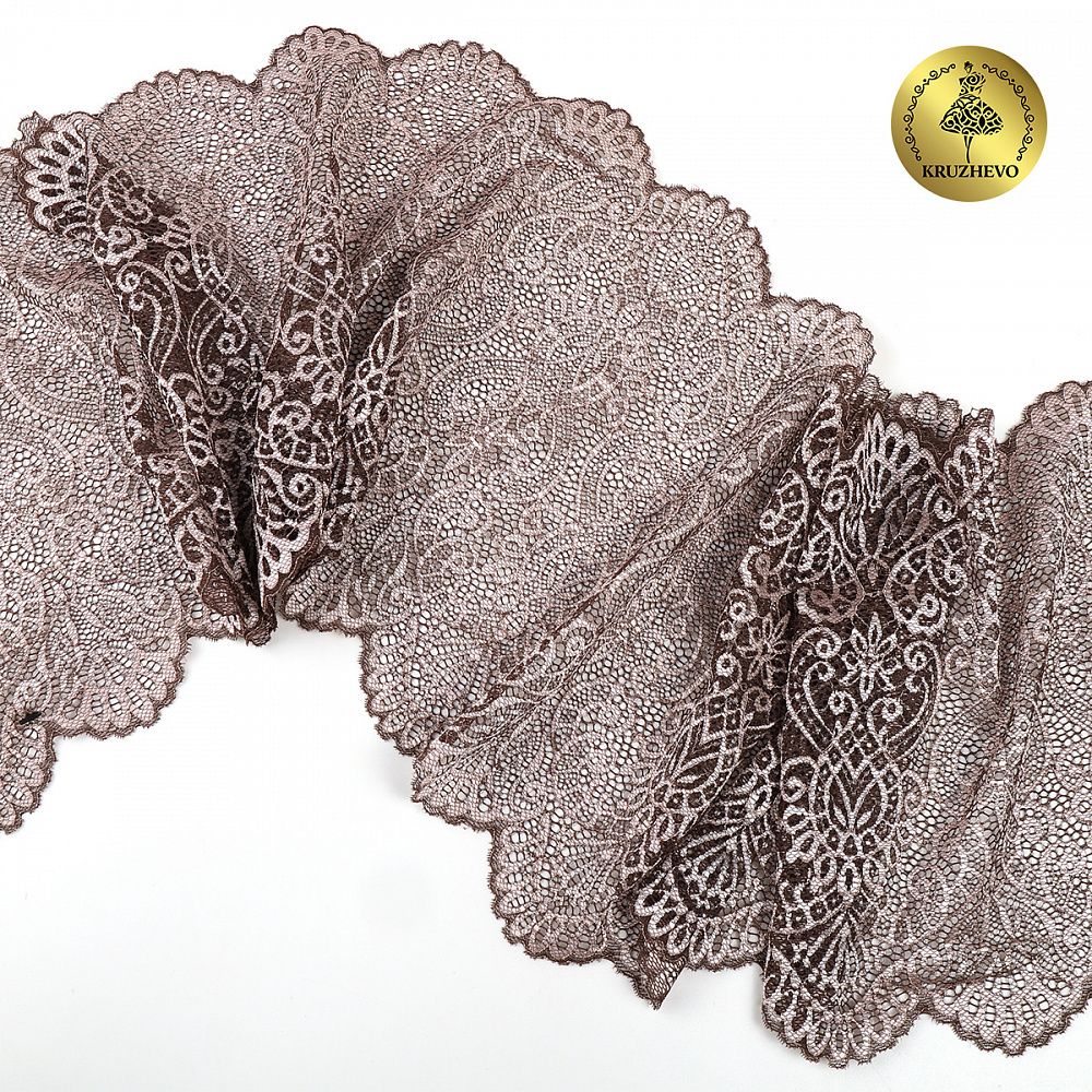 Кружево бельевое эластичное 240 мм / 25 м, TY.40992, цв.бежевый, Kruzhevo