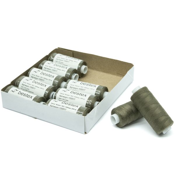 Нитки швейные бытовые Bestex 40/2, 365 м (400 ярд) / 10 кат., 376 оливково-серый