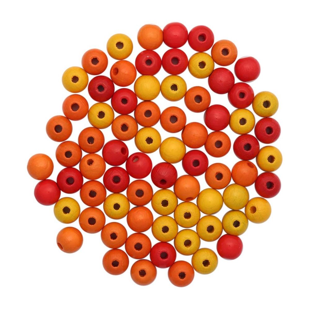 Бусины дерево оранжевый микс, 8 мм, 80 шт, Glorex /TOS/