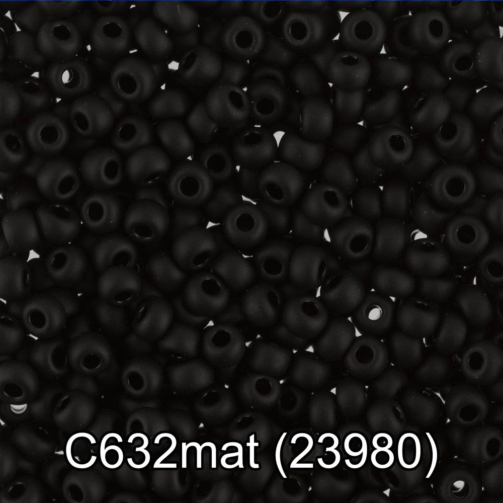 Бисер Gamma 10/0 (2.3 мм), 150 г (10х5 г), C632mat черный мат, 23980, круглый 3