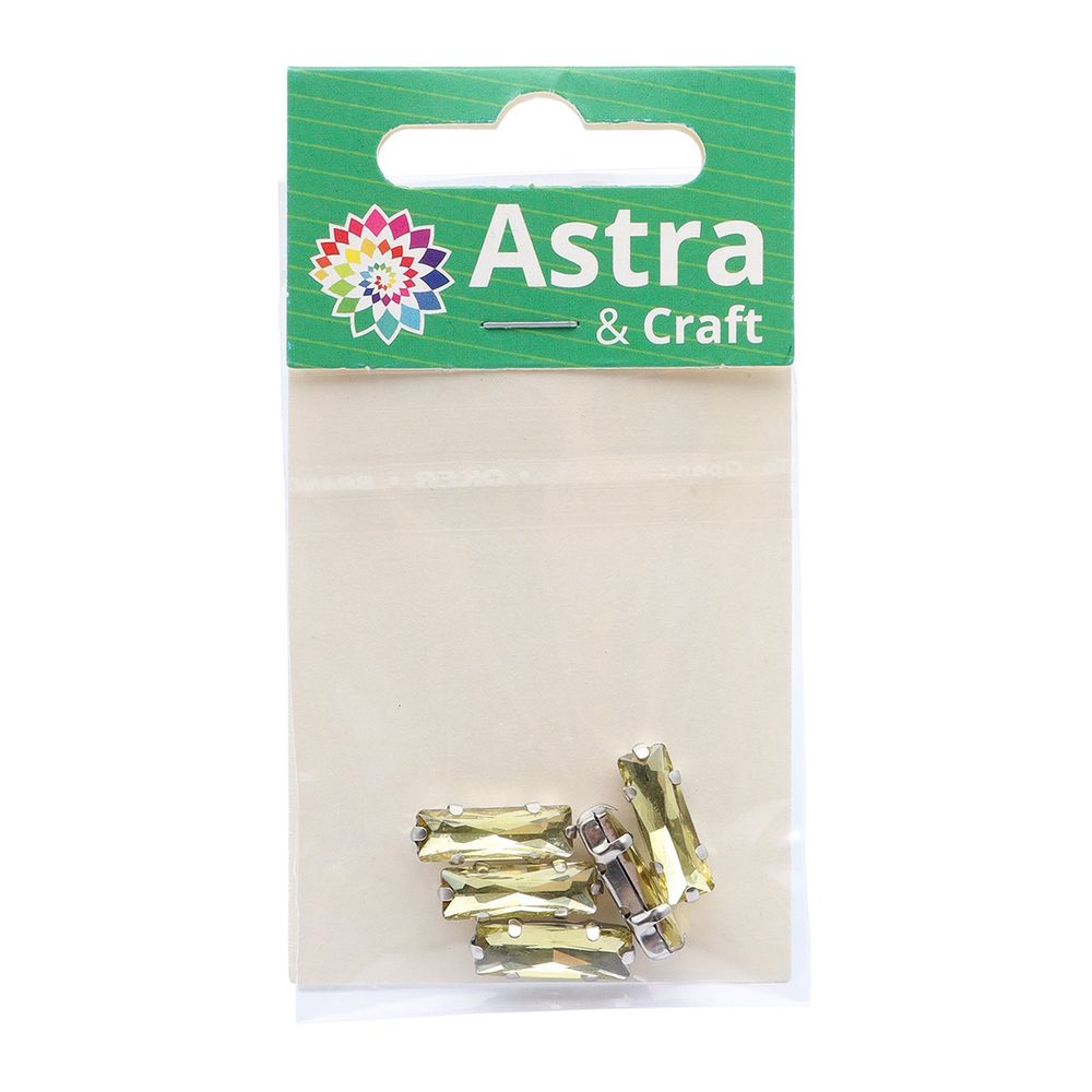 Хрустальные стразы в цапах прямоугольные (серебро) желтый 5х15 мм 5 шт/упак, ДЦ002НН515