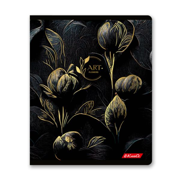 Тетрадь ученическая общая, матовая ламинация + тиснение золотой фольгой, A5+ 48 л. на скобе 65 г/м², белизна 100%, 10 шт, клетка в термоусадочной пленке, 000737 Золотой цветок, Светоч 48ТЕТк-008