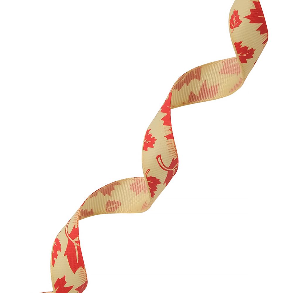 Лента репсовая (в рубчик) Осень, 15 мм, 22,5м (оранжевый)