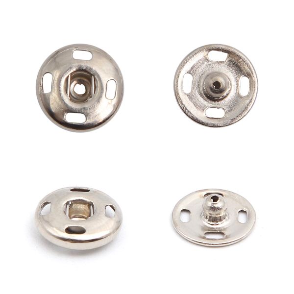 Кнопка пришивная металл ⌀11.0 мм, никель, серебристые, 10 шт, Pony