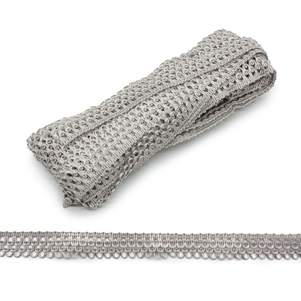 Тесьма отделочная вязаная 16 мм, 10 м, серебристый