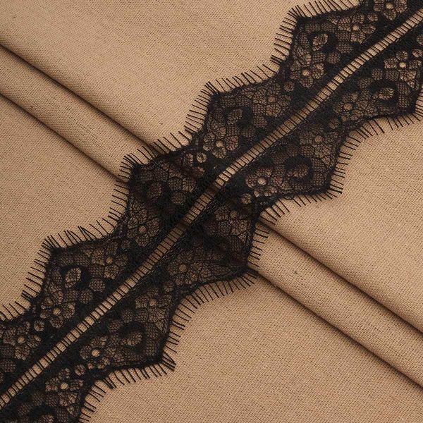 Кружево шантильи (реснички) на сетке 82 мм / 30 метров, черный, 3AR1278