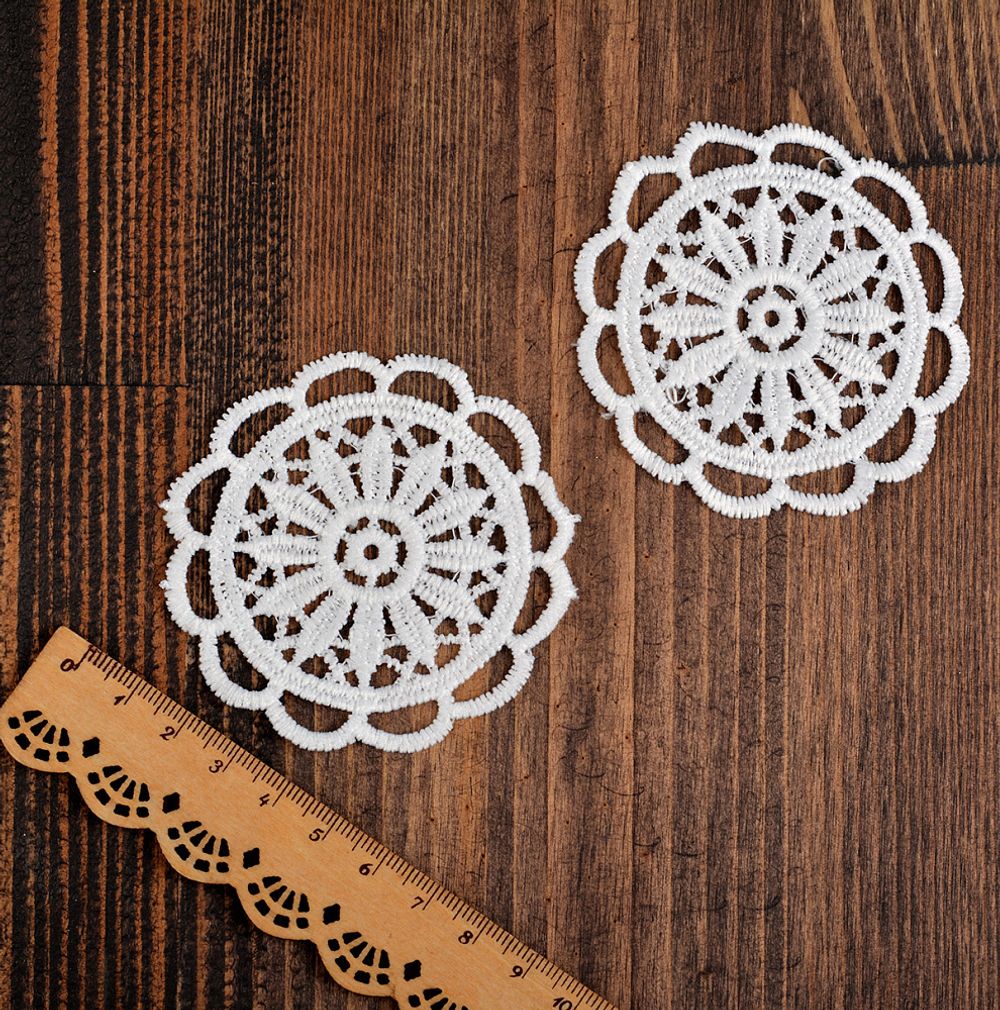 Пришивная кружевная аппликация Цветок 7 см, уп.50 шт, диз.3009, Kruzhevo