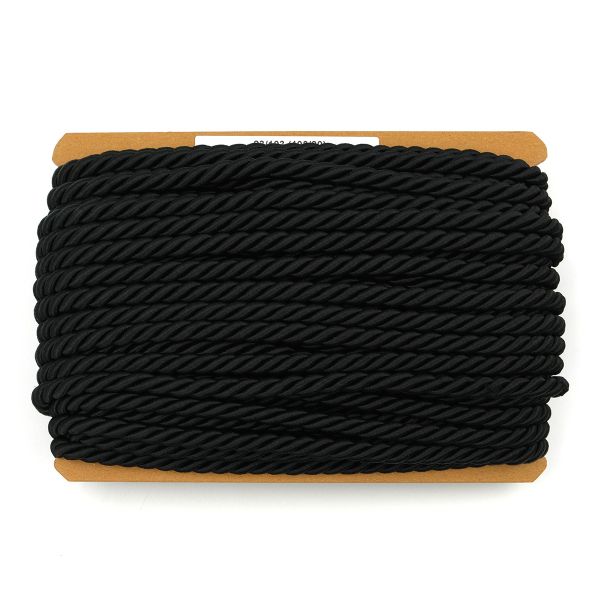 Шнур витой ⌀9.0 мм / 25 метров, вискоза, 103/30 черный