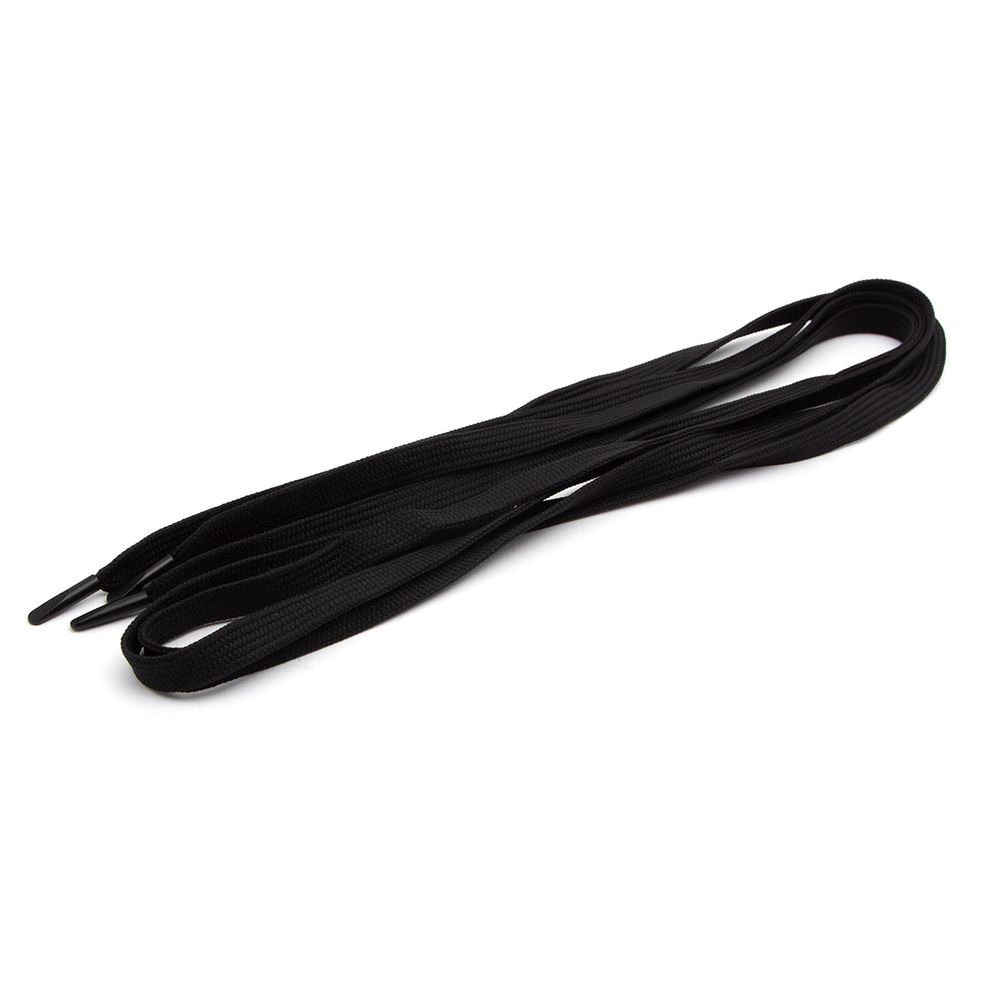 Шнурки плоские с металлическим наконечником 10.0 мм / 130 см, 1 пара (2 шт), черный, 6220-0134