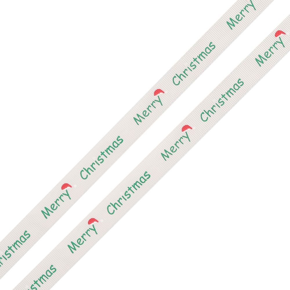 Лента репсовая (в рубчик) 15.0 мм, 3м, Merry Christmas