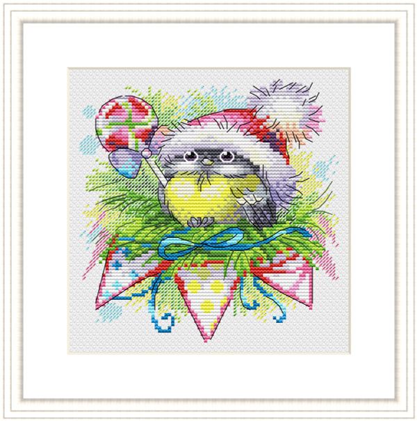 Набор для вышивания нитками МП Студия (Жар-птица), Зимняя синичка, 15х14 см