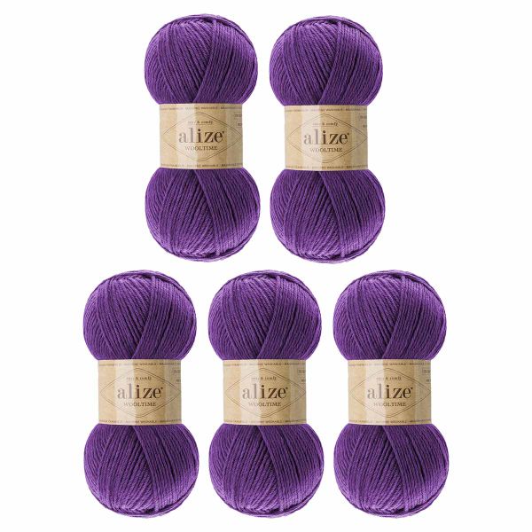 Пряжа Alize (Ализе) Wooltime / уп.5 мот. по 100 г, 200 м, 44 фиолетовый
